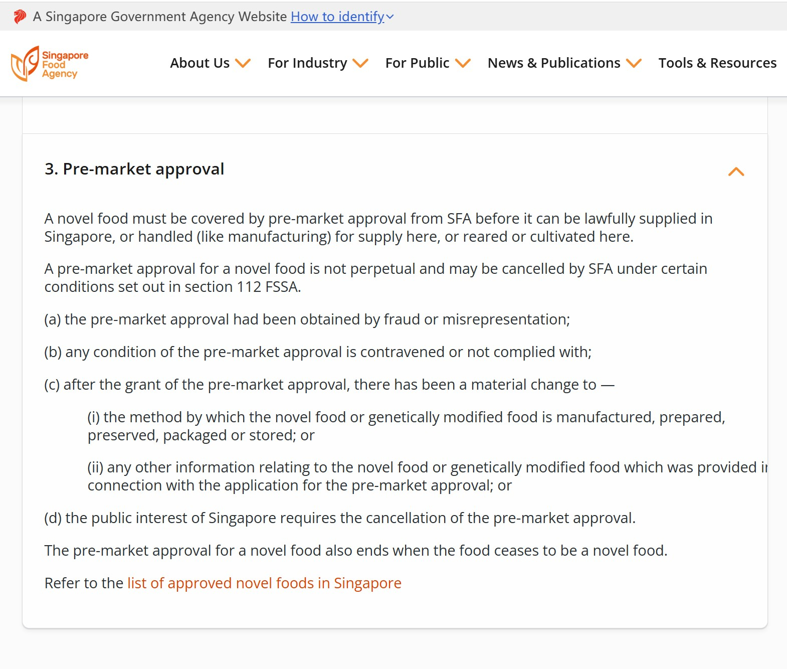 新加坡食品局（SFA）发布14种新资源食品（Novel Foods）汇总